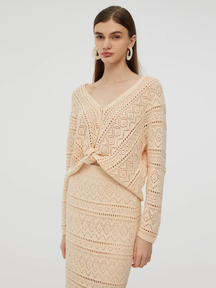 100% Cotton Openwork Cardigan And Skirt Two-Piece Set sold by Goelia product image thumbnail 5