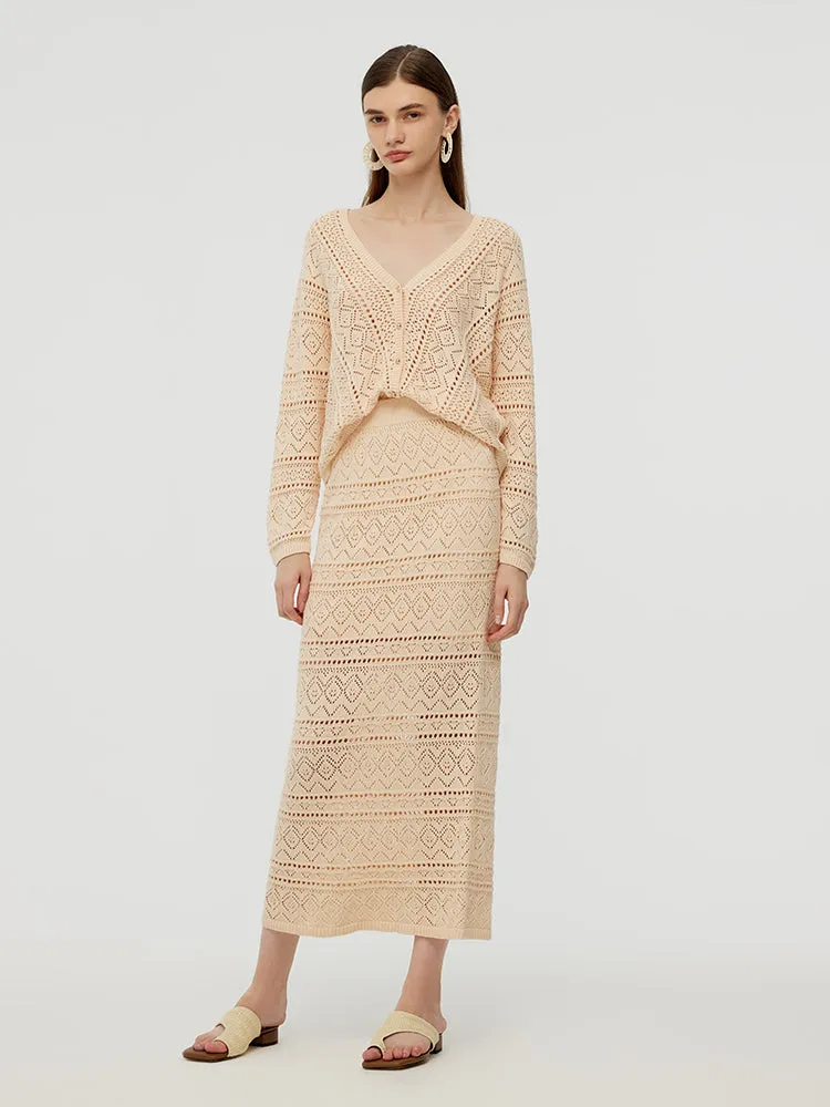 100% Cotton Openwork Cardigan And Skirt Two-Piece Set sold by Goelia product image thumbnail 4