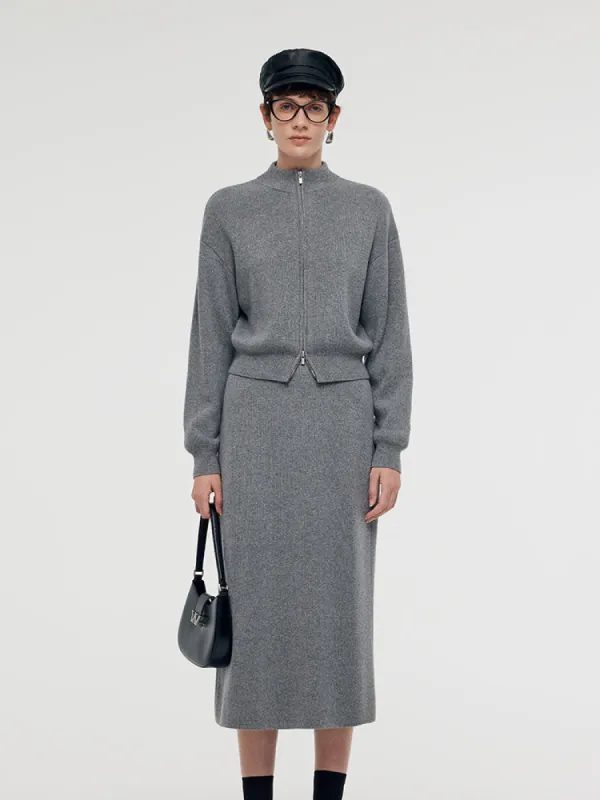 Cashmere Wool Blend Cardigan And Skirt Two-Piece Set sold by Goelia