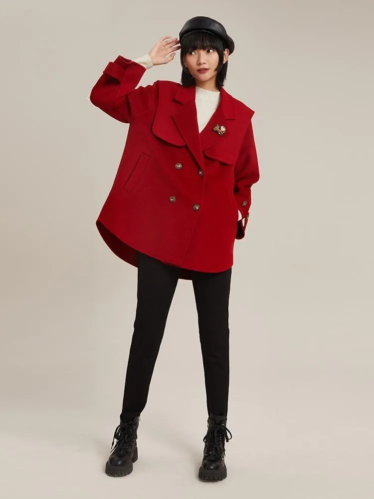 Tencel Woolen Double-Faced Coat With Detachable Shawl And Brooch sold by Goelia product image thumbnail 5