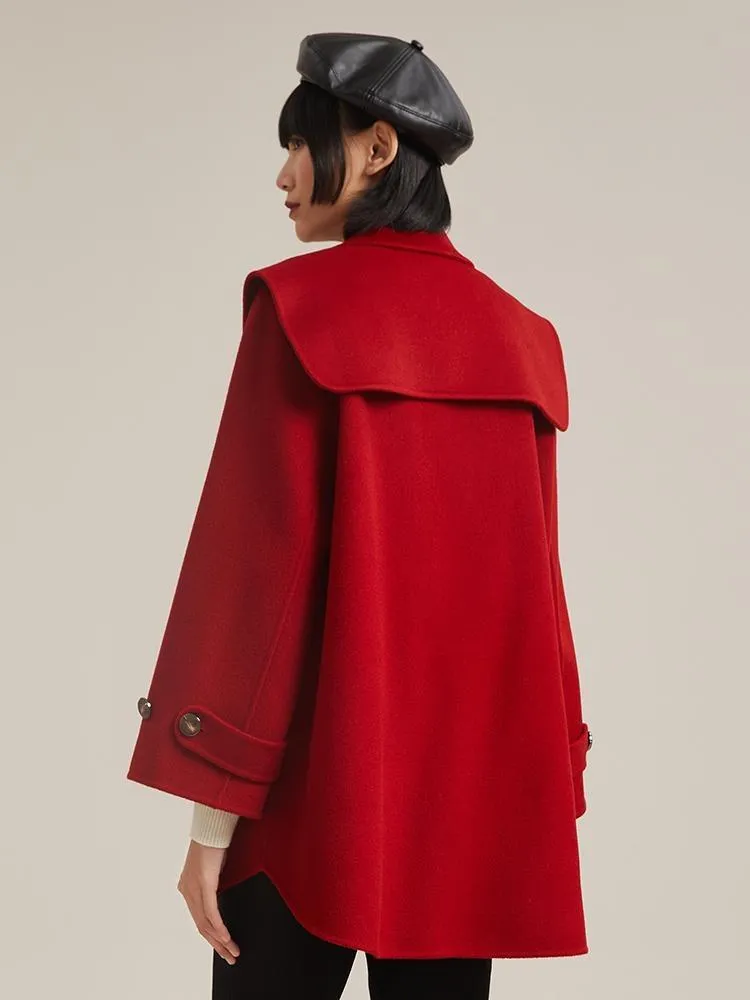 Tencel Woolen Double-Faced Coat With Detachable Shawl And Brooch sold by Goelia product image thumbnail 4