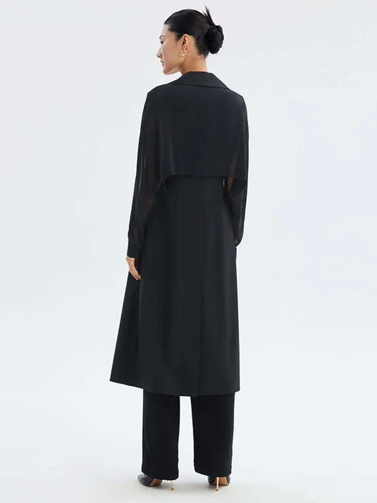 Silk Patchwork Worsted Wool Women Trench Coat sold by Goelia product image thumbnail 3