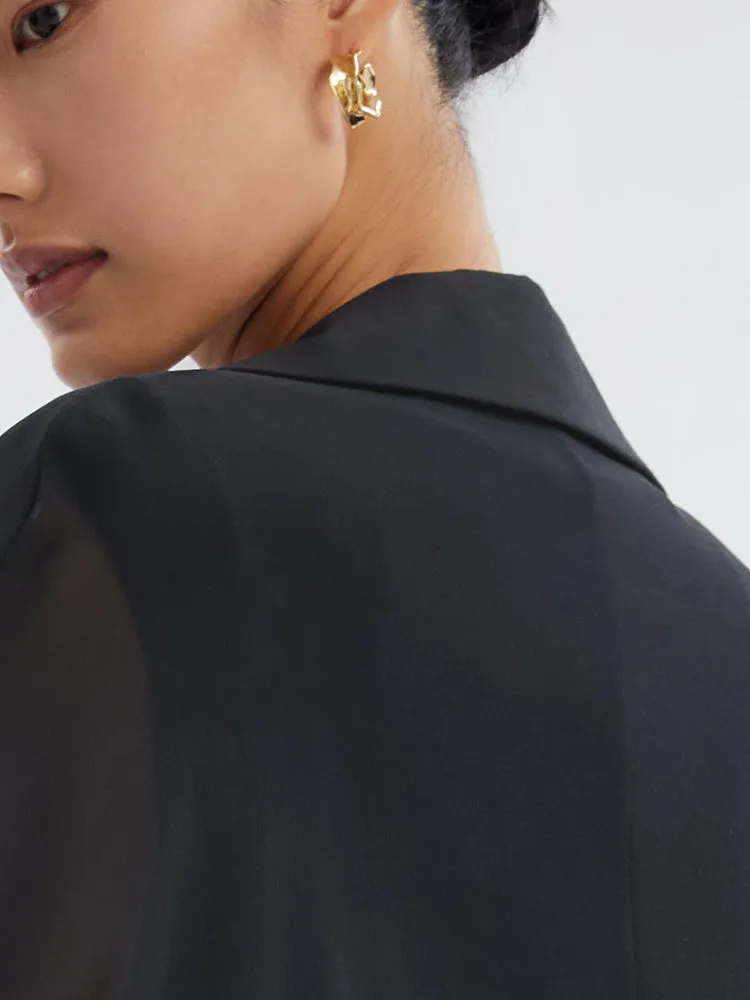 Silk Patchwork Worsted Wool Women Trench Coat sold by Goelia product image thumbnail 4