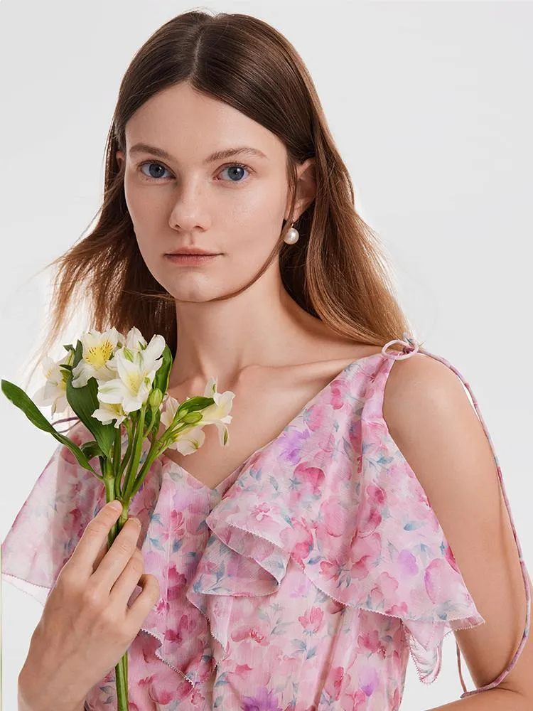 Pink Spaghetti Strap Floral Dress sold by Goelia product image thumbnail 2