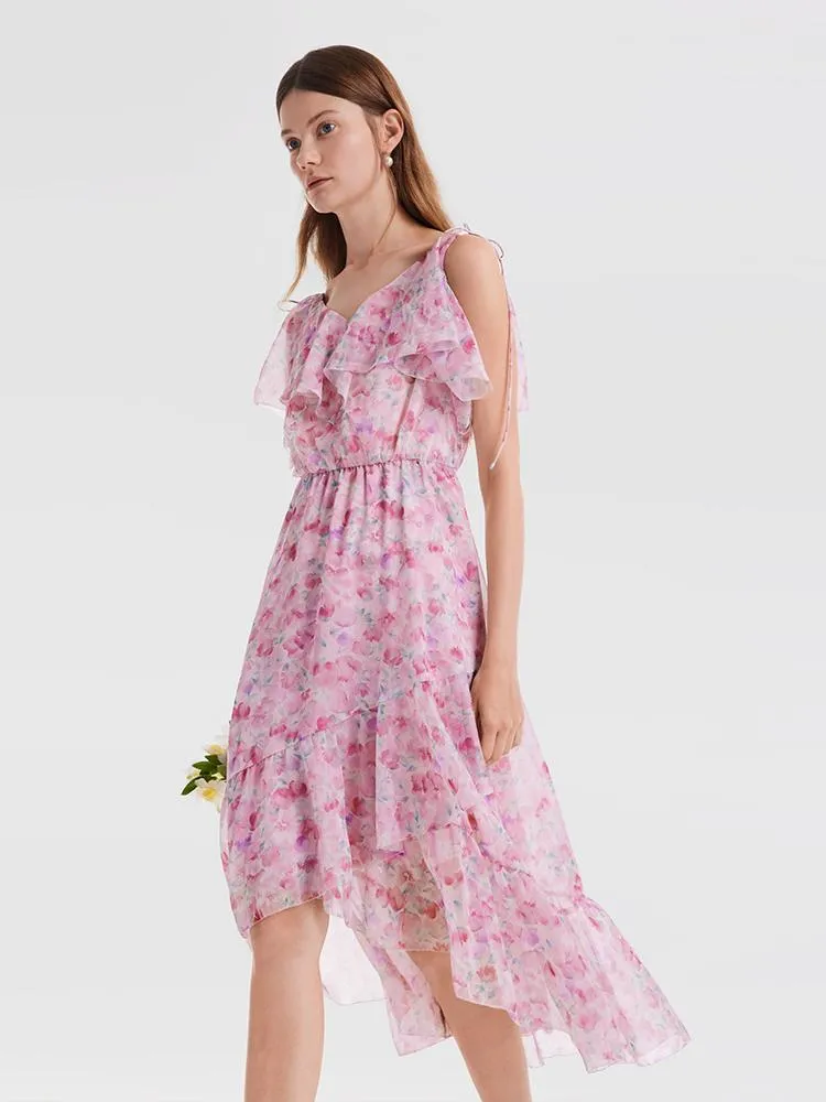 Pink Spaghetti Strap Floral Dress sold by Goelia product image thumbnail 4