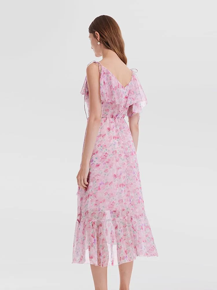 Pink Spaghetti Strap Floral Dress sold by Goelia product image thumbnail 5