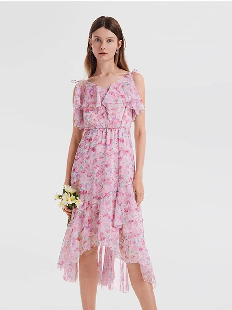 Pink Spaghetti Strap Floral Dress sold by Goelia product image thumbnail 3