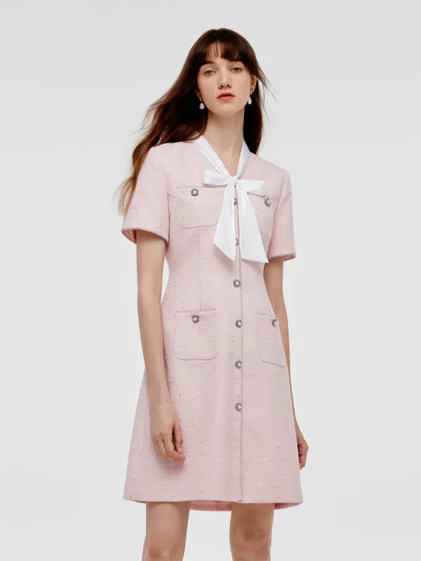 BowKnot V-Neck Women Mini Dress sold by Goelia