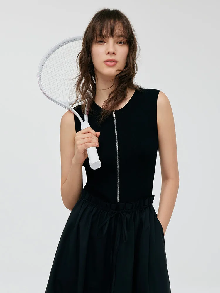 Tencel Patchwork Women Midi Vest Dress sold by Goelia product image thumbnail 5