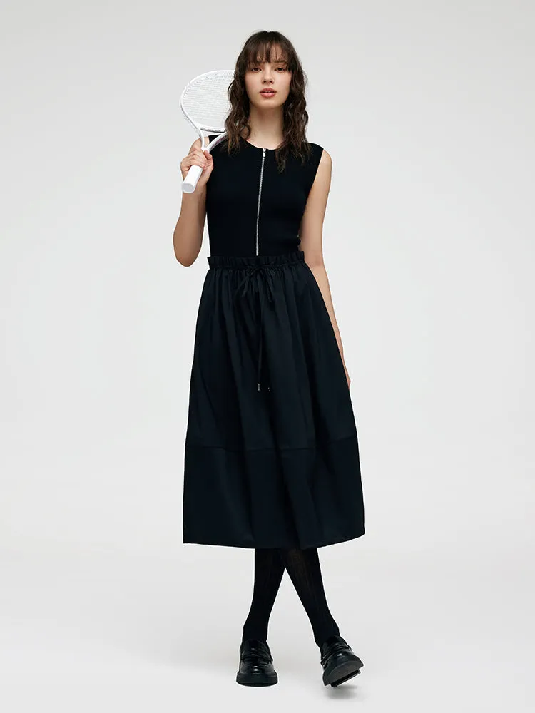 Tencel Patchwork Women Midi Vest Dress sold by Goelia product image thumbnail 2