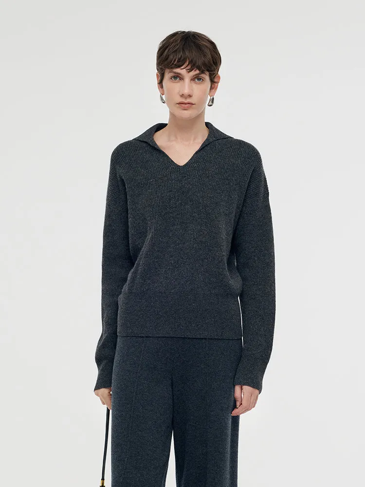 Wool Blend Lapel Women Sweater sold by Goelia