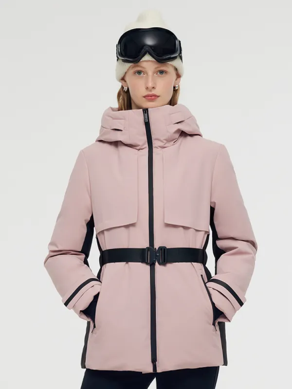 Hooded Goose Down Ski Jacket With Belt sold by Goelia
