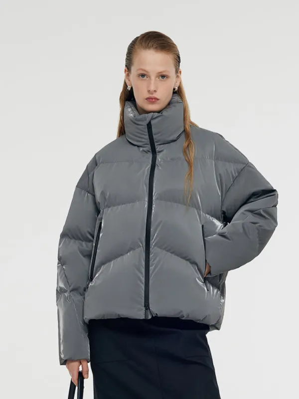 High Collar Unisex Short Goose Down Jacket sold by Goelia