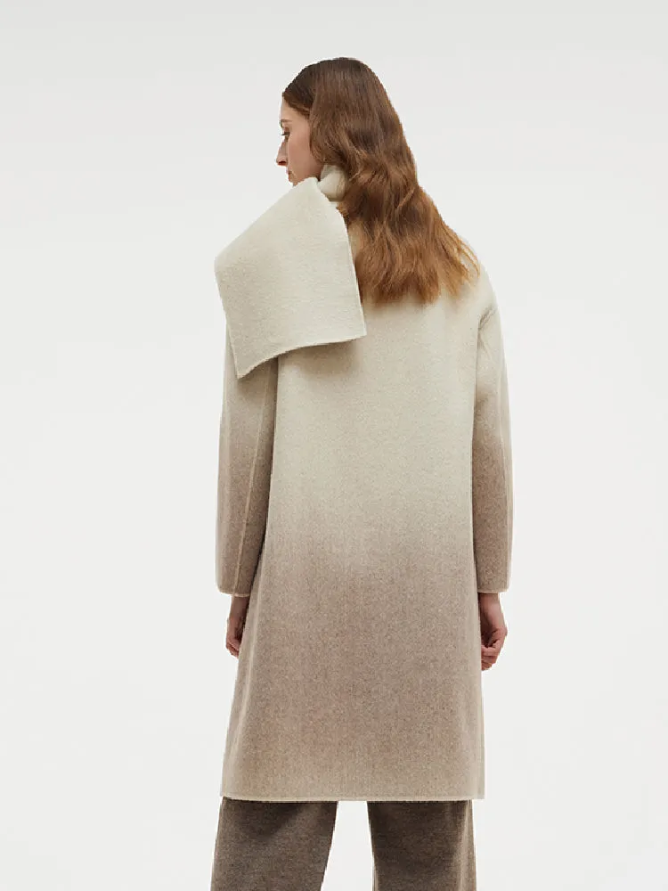 Wool Blend Gradient Reversible Women Overcoat With Scarf sold by Goelia product image thumbnail 3