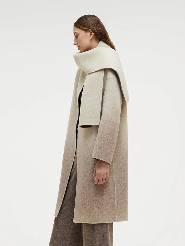 Wool Blend Gradient Reversible Women Overcoat With Scarf sold by Goelia product image thumbnail 4