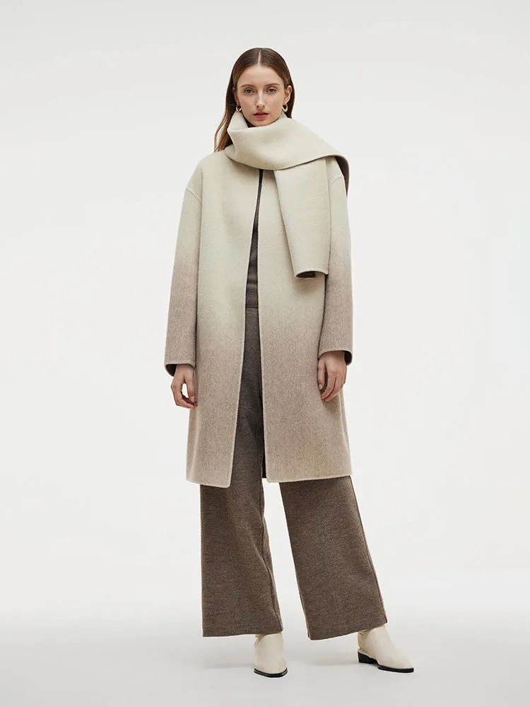 Wool Blend Gradient Reversible Women Overcoat With Scarf sold by Goelia product image thumbnail 2