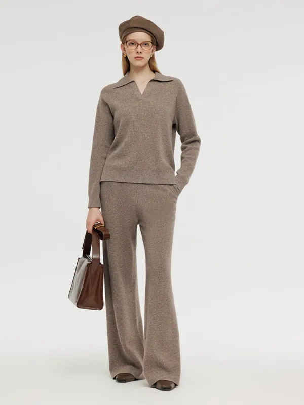Machine Washable Wool Knit Top And Pants Two-Piece Set sold by Goelia