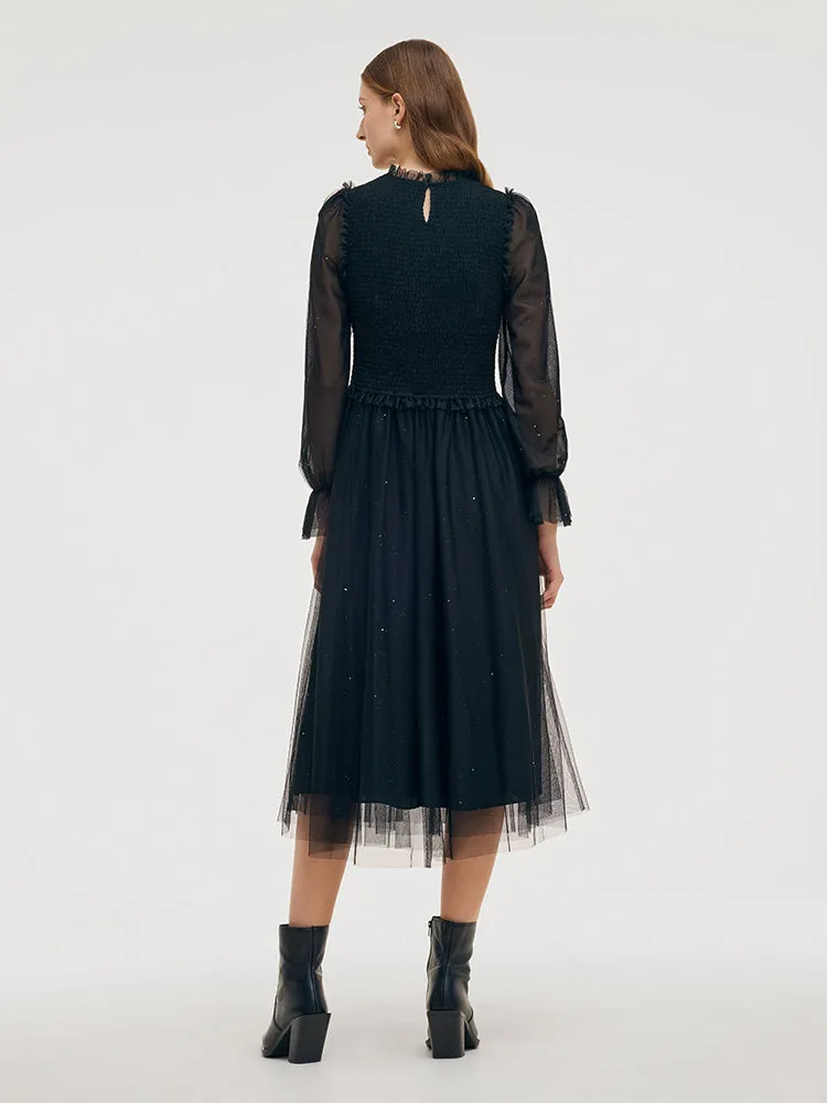 Ruffle Collar Tulle Women Midi Dress sold by Goelia product image thumbnail 4