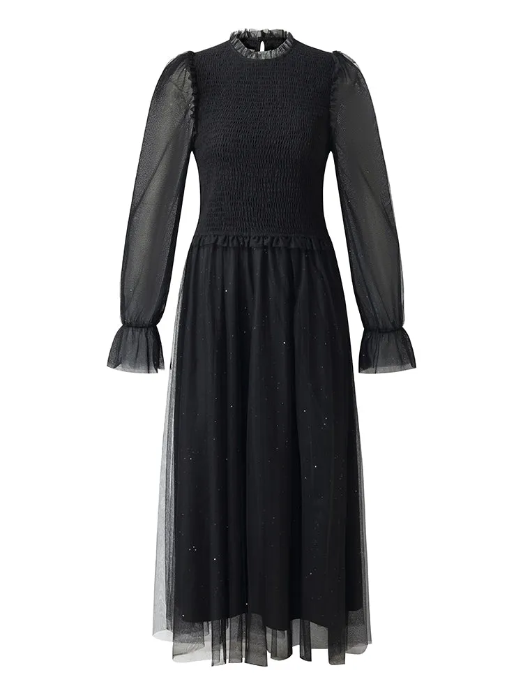 Ruffle Collar Tulle Women Midi Dress sold by Goelia product image thumbnail 5