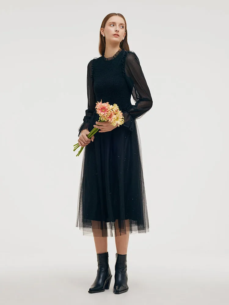 Ruffle Collar Tulle Women Midi Dress sold by Goelia product image thumbnail 3