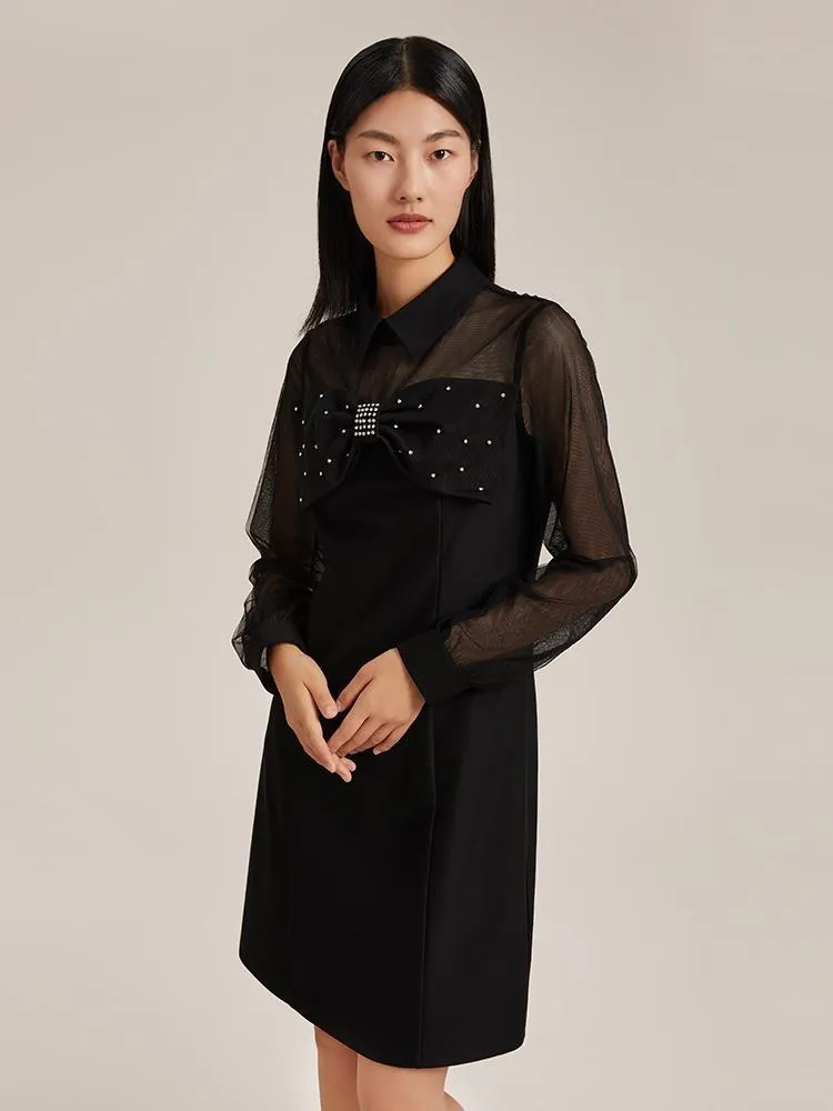 Black See-Through Bow Tie Mini Dress sold by Goelia product image thumbnail 2