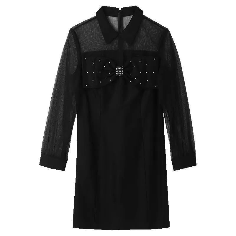 Black See-Through Bow Tie Mini Dress sold by Goelia product image thumbnail 5