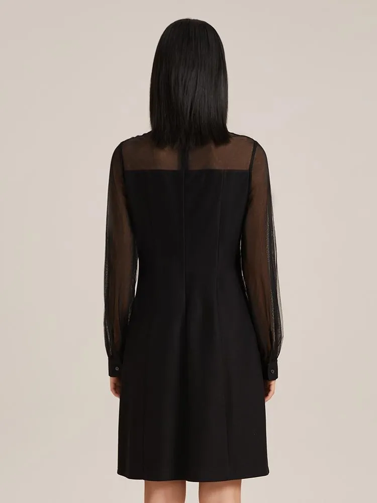 Black See-Through Bow Tie Mini Dress sold by Goelia product image thumbnail 3