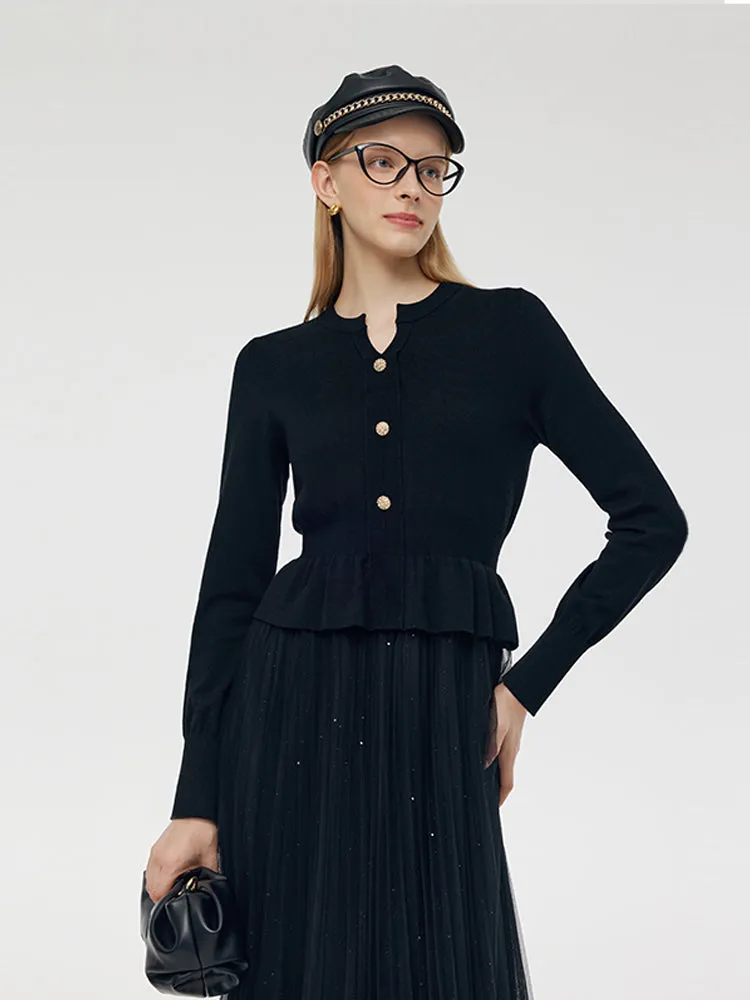 Tencel Wool Blend Patchwork Women Midi Dress sold by Goelia product image thumbnail 5