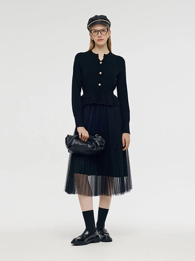 Tencel Wool Blend Patchwork Women Midi Dress sold by Goelia product image thumbnail 3