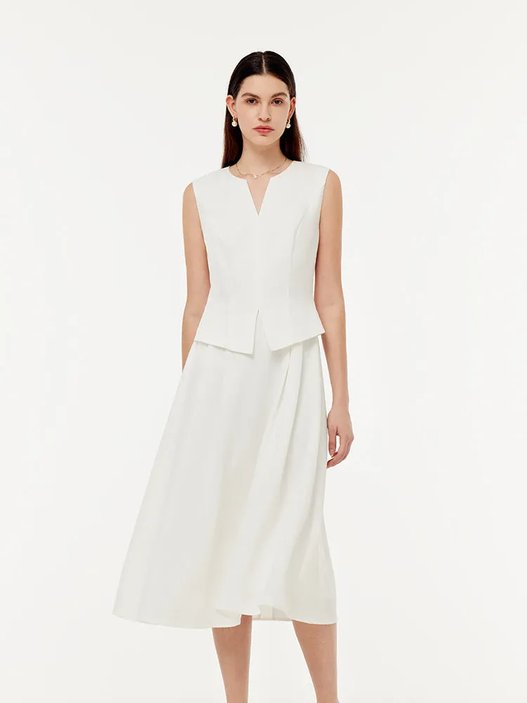 Acetate Faux Two-Piece Women Sleeveless Midi Dress sold by Goelia