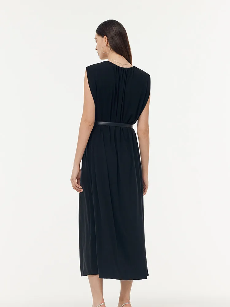 Tencel Knit Women Sleeveless Midi Dress With Leather Belt sold by Goelia product image thumbnail 4