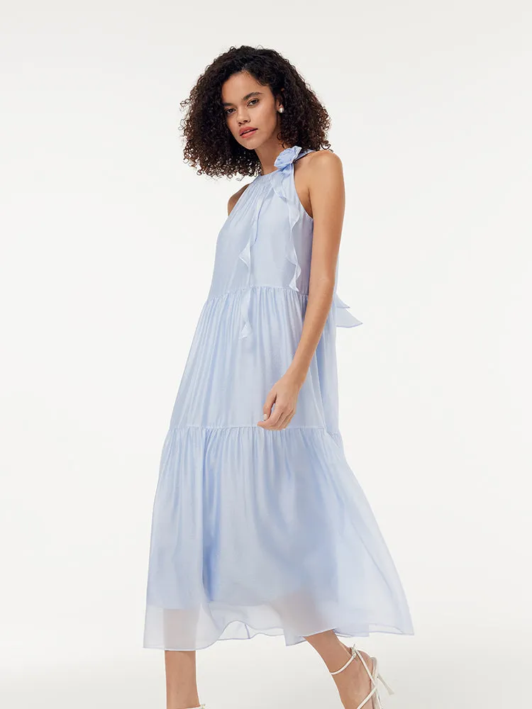 Women Halter Maxi Dress With Detachable Flower sold by Goelia