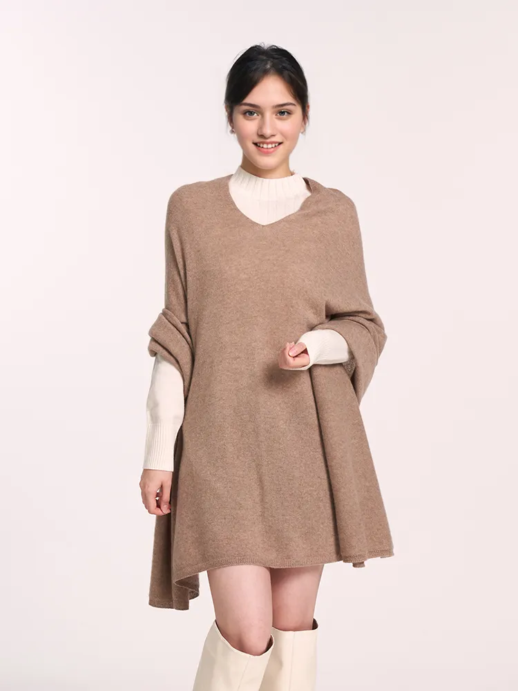 100% Cashmere Pullover Poncho Sweater sold by Goelia