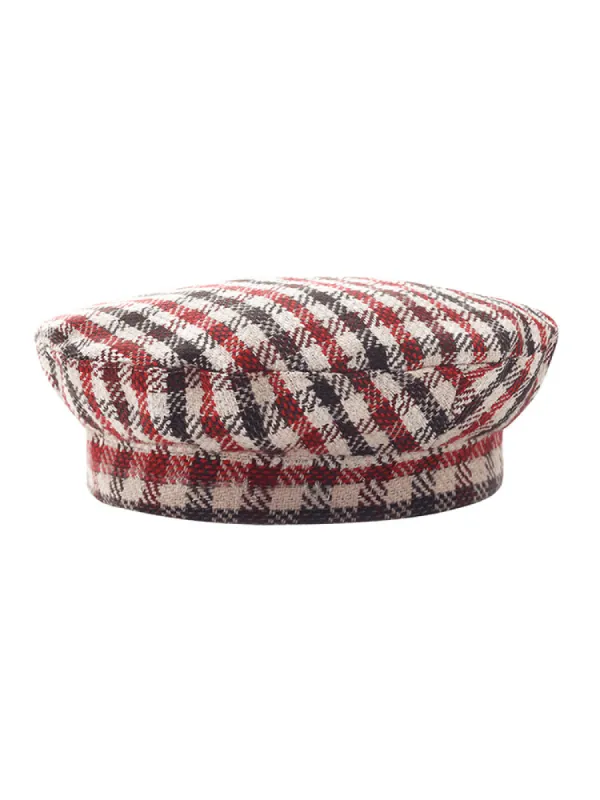 Red And White Plaid Beret sold by Goelia