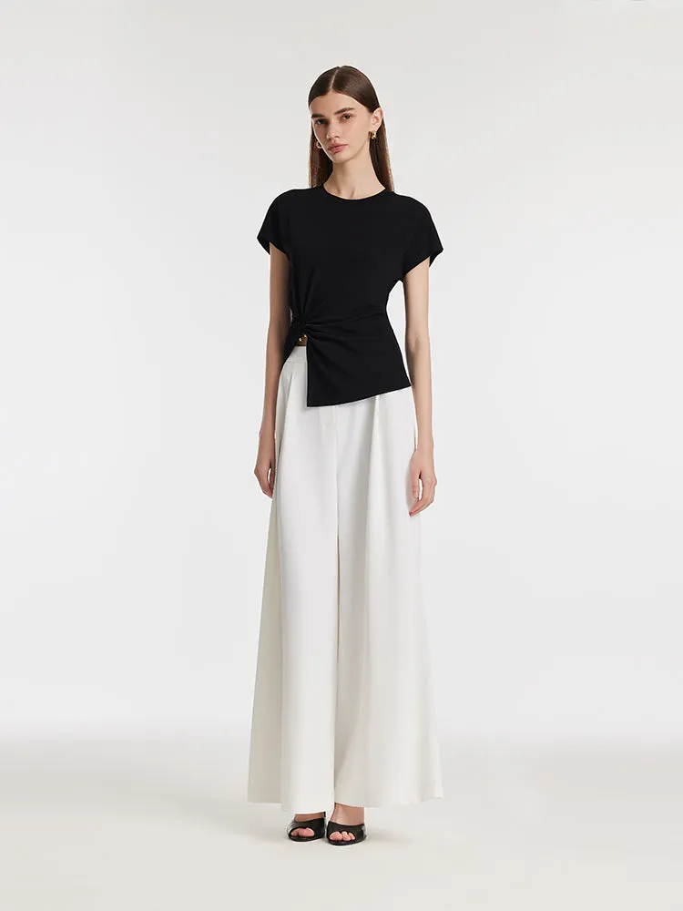 Acetate Waist Twist Asymmetric Hem Women Knit Top sold by Goelia product image thumbnail 2