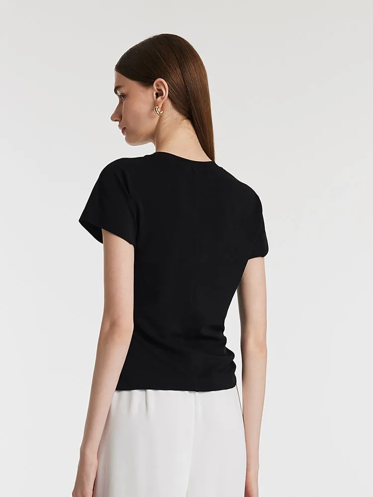 Acetate Waist Twist Asymmetric Hem Women Knit Top sold by Goelia product image thumbnail 3