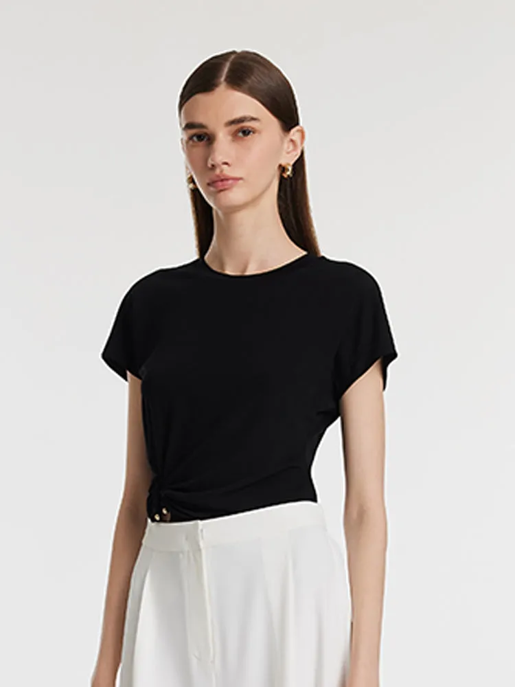 Acetate Waist Twist Asymmetric Hem Women Knit Top sold by Goelia product image thumbnail 5