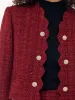 Tweed Sequins Scallop Trim Women Crop Jacket sold by Goelia