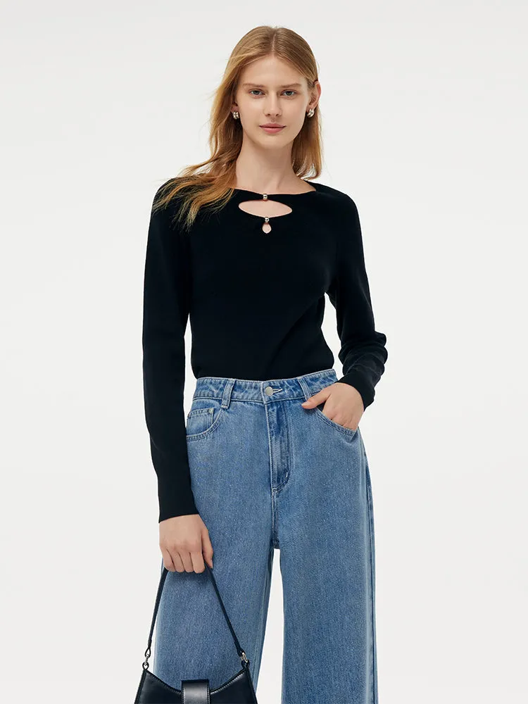 Tencel Cutout Women Knit Top sold by Goelia