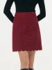 Tweed Sequins Women Scallop Hem Mini Skirt sold by Goelia