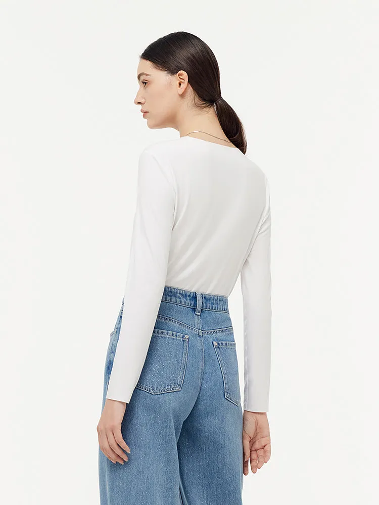 Two-pack (Black & White) Modal V-Neck Long Sleeve Top sold by Goelia product image thumbnail 3