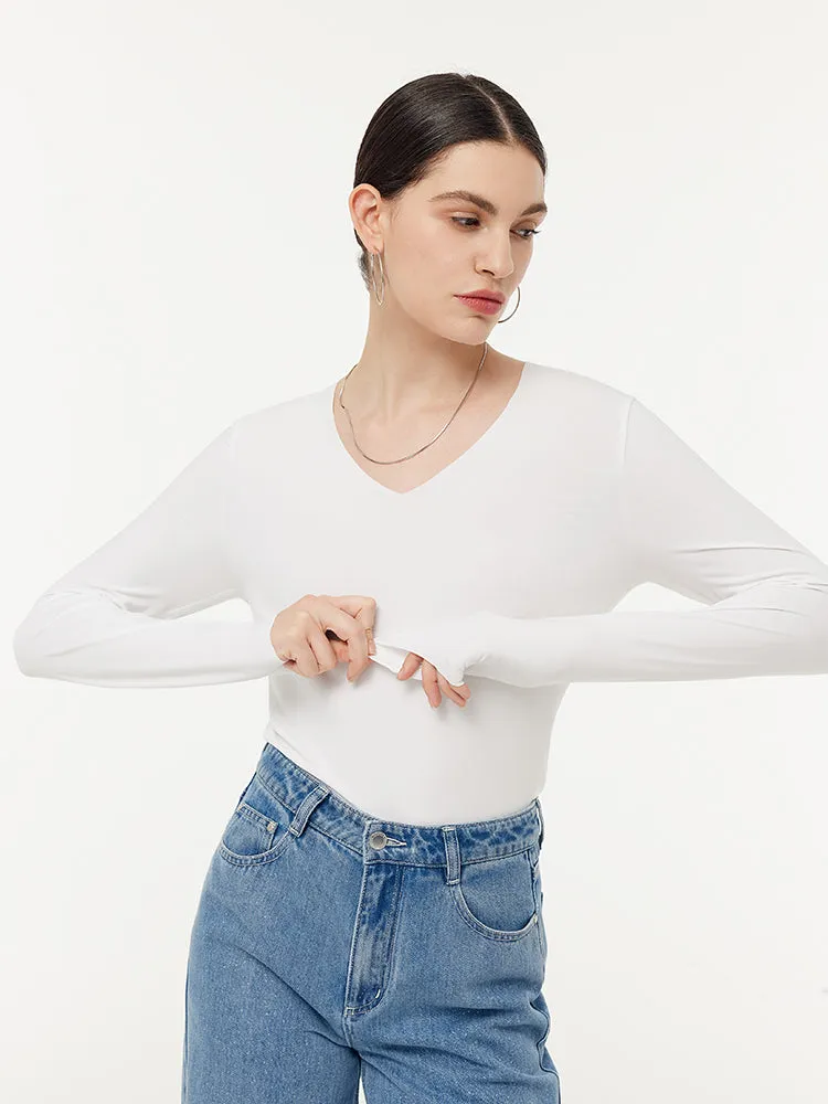 Two-pack (Black & White) Modal V-Neck Long Sleeve Top sold by Goelia product image thumbnail 5
