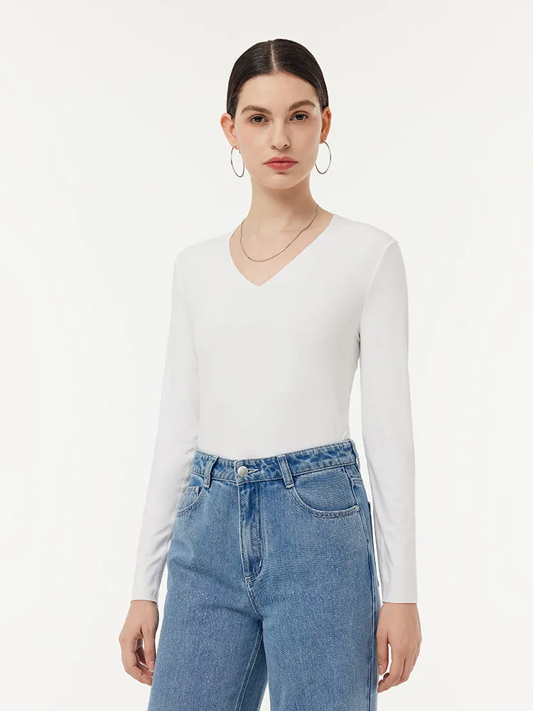 Two-pack (Black & White) Modal V-Neck Long Sleeve Top sold by Goelia product image thumbnail 4