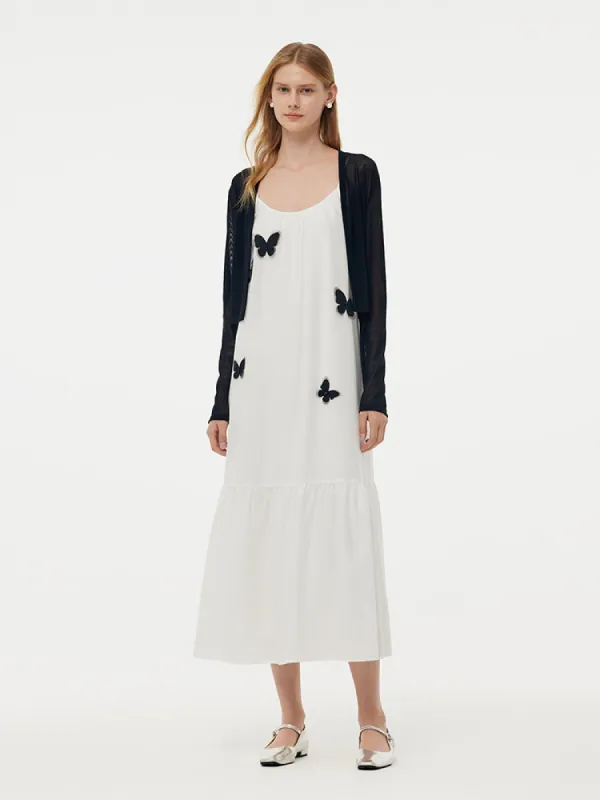 Acetate 3D Butterfly Maxi Dress And Cardigan Two-Piece Set sold by Goelia