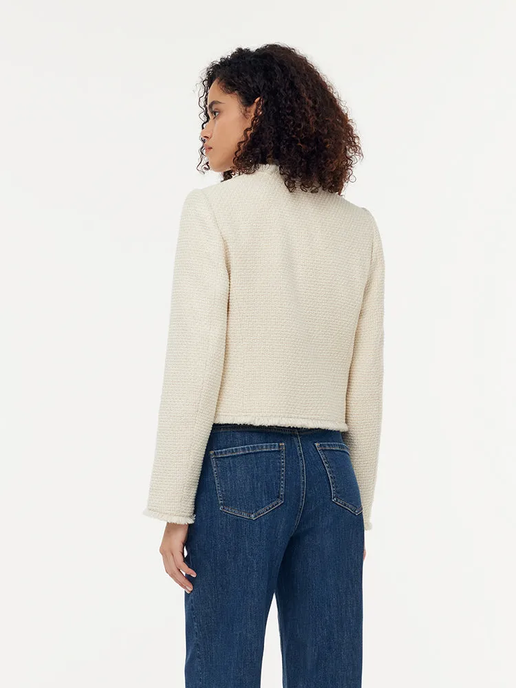 Wool Blend Tweed Fringe Women Crop Jacket sold by Goelia product image thumbnail 4