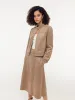 Faux Suede Zip-Up Crop Jacket And Midi Skirt Two-Piece Set sold by Goelia