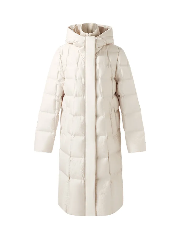 Patchwork Hooded Long Goose Down Coat sold by Goelia product image thumbnail 2