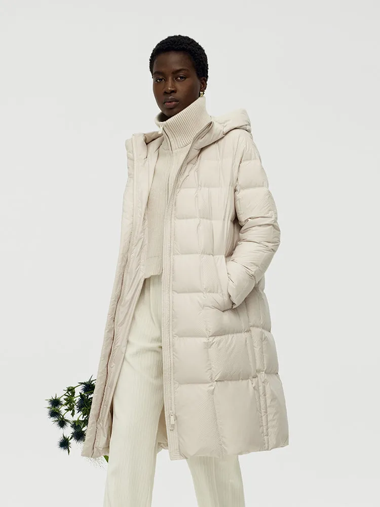 Patchwork Hooded Long Goose Down Coat sold by Goelia product image thumbnail 3