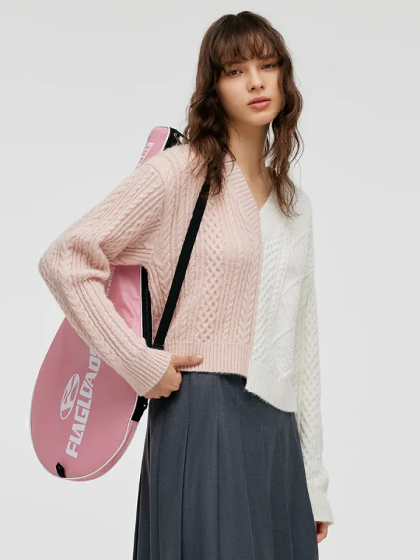 Mohair V-Neck Asymmetric Hem Women Pullover Sweater sold by Goelia