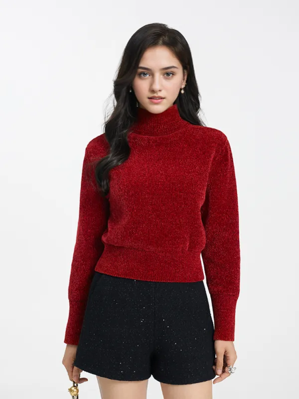 Chili Red Turtleneck Women Sweater sold by Goelia